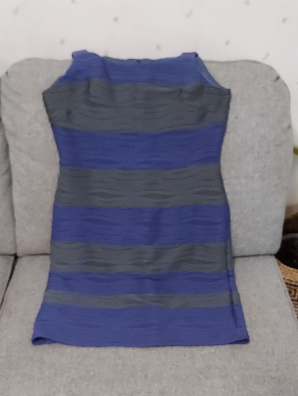 Striped Sleeveless Mini Dress in Blue and Gray